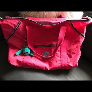 Hot pink large Kipling tote